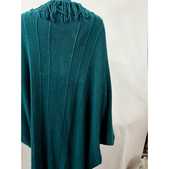 Layers By Lizden Womens Duster Sweater Shawl Blue Long Sleeve Fringe Plus OS - Picture 10 of 12
